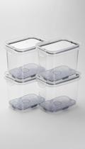 Kit 4 Potes Herméticos Retangulares C/ Escorredor 1.8L