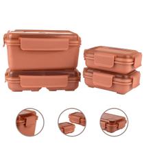 Kit 4 Potes Herméticos Retangulares Tamanhos Variados 4 Travas Resistente Kit 4 Potes Herméticos Retangulares Tamanhos Variados 4 Travas Resistente