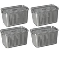 Kit 4 Potes Herméticos Slim Multiuso 4.470 ML Cinza Kit 4 Potes Herméticos Slim Multiuso 4.470 ML Cinza