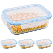 Kit 4 Potes Herméticos Vidro 640ml Marmita Condimentos Tampa