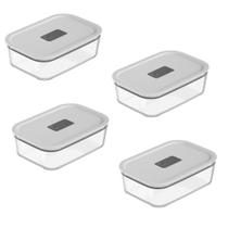 Kit 4 Potes Herméticos Vidro Marmita Anti Vazamento Forno Air Fryer Freezer e Microondas