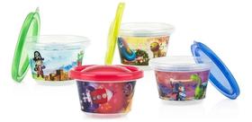 Kit 4 Potes Infantil Decorados Com Tampa 120ml Bebê Nûby Kit 4 Potes Infantil Decorados Com Tampa 120ml Bebê Nûby