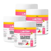 Kit 4 Potes Lavitan Colágeno Hidrolisado Verisol Cimed 300g Pele Firme - Combo Intensivo
