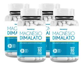 Kit 4 Potes Magnésio Dimalato Natunectar 240 Cápsulas 260mg Suplemento Alimentar Malato 100% Puro Natural Original Mineral