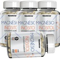 Kit 4 Potes Magnésio Quelato + Inositol Suplemento Natural 240 Cápsulas Concentrado Vitamina Mineral 100% Puro Encapsulados Premium - Natunéctar