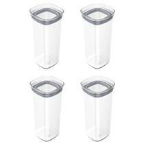 Kit 4 Potes Mantimentos Block 1,5l Natural Martiplast Ou Kit 4 Potes Mantimentos Block 1,5l Natural Martiplast Ou