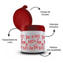 Kit 4 Potes Natal 1000ml Tampa Encaixe Estampa