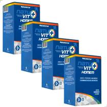 Kit 4 Potes Natuvit Homens Natunectar Natural Original Vitaminas Vit D B12 Zinco Suplemento Alimentar 240 Capsulas