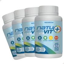 Kit 4 Potes Natuvit+ Suplemento Alimentar Original Natunectar Vitamina A B6 B12 C D E K Natural 100% 240 Capsulas