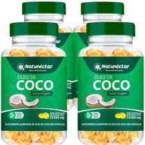 Kit 4 Potes Óleo de Coco Encapsulado Suplemento Alimentar Natural Extra Virgem Pura Sabor Original Natunectar 240 Capsulas