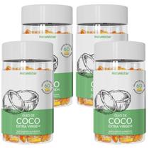Kit 4 Potes Óleo de Coco Encapsulado Suplemento Natural Extra Virgem Sabor Original 240 Capsulas