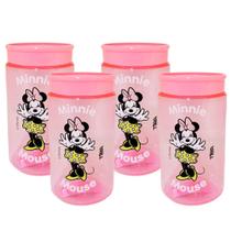 Kit 4 Potes Organizador Multiuso Rosa 350ml Minnie Mouse Disney 12cm - Tiba