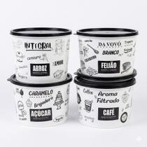 Kit 4 Potes Organizadores Arroz Feijão Açúcar Café