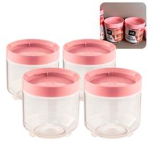 Kit 4 Potes Organizadores C/ Tampa Empilhável Conecta 600ml Cor Rosa UZ