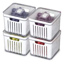 Kit 4 Potes Organizadores De Geladeira Acrílico Tampa 2,8l