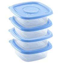 Kit 4 Potes para Alimentos Frutas Legumes Pop 400ml pode ir Freezer Micro-ondas