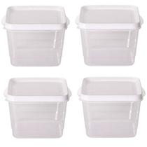 Kit 4 Potes Para Alimentos Quadrado 17x15x12 Cm 1.910 ML