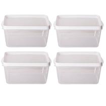 Kit 4 Potes Para Alimentos Retangular 13,5x9x9,7 Cm 810 ML Kit 4 Potes Para Alimentos Retangular 13,5x9x9,7 Cm 810 ML