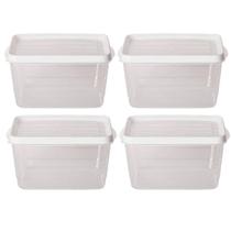 Kit 4 Potes Para Alimentos Retangular 20x13,5x12 Cm 2.400 ML Kit 4 Potes Para Alimentos Retangular 20x13,5x12 Cm 2.400 ML