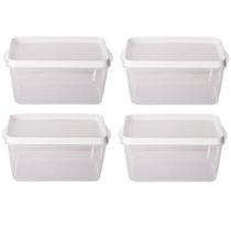 Kit 4 Potes Para Alimentos Retangular 20x13,5x7,5Cm 1.600ML Kit 4 Potes Para Alimentos Retangular 20x13,5x7,5Cm 1.600ML