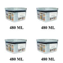 Kit 4 Potes Para Mantimentos Hermético Quadrado Empilhável De 480ml Código 1161 - Paramount Kit 4 Potes Para Mantimentos Hermético Quadrado Empilhável De 480ml Código 1161 - Paramount