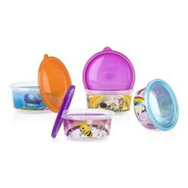 Kit 4 Potes Para Papinha Decorados 300ml - Nuby Rosa Kit 4 Potes Para Papinha Decorados 300ml - Nuby Rosa