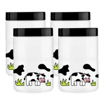 Kit 4 Potes Plástico Porta Mantimentos Vaquinha 1,1lt Cozinha