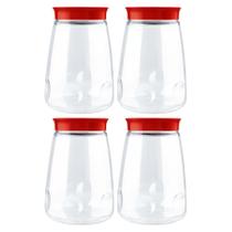 Kit 4 Potes Plástico Tampa De Rosca 2,2lt Bolachas Biscoito