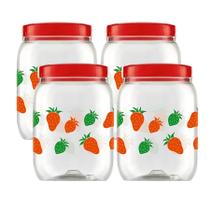 Kit 4 Potes Plasticos 1700ml Com Tampa Potes Mantimentos Decorado