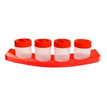 Kit 4 Potes Porta Condimentos Plastico na Base