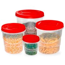 Kit 4 Potes Porta Mantimentos Alimentos Tampa de Rosca Kit 4 Potes Porta Mantimentos Alimentos Tampa de Rosca