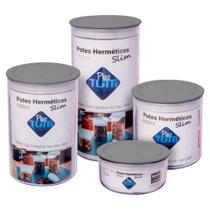 Kit 4 Potes Porta Mantimentos Hermético Resistente Acrílico Geladeira - Plas Tutti