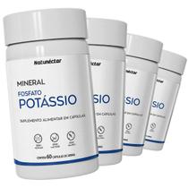 Kit 4 Potes Potássio Puro 100% Natural Suplemento Alimentar Original Natunectar Vitamina Magnésio 240 Capsulas