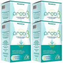 Kit 4 Potes Probi3 Suplemento Alimentar Natural Probiótico Lactobacillus Vitamínico Pura 120 Capsulas - Natunéctar
