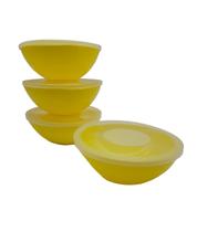 Kit 4 Potes Redondo Com Tampa Marmita 600 Ml Amarelo