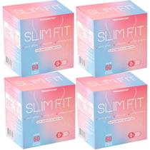 Kit 4 Potes Slim Fit Suplemento Alimentar Super Fibras Psyllium 240 Cápsulas Produtos Naturais Original Aveia Café Verde Chia Goma Guar Laranja Moro