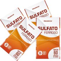 Kit 4 Potes Sulfato Ferroso Suplemento Alimentar Natural Vitamina Ferro Original Natunectar Total 240 Capsulas