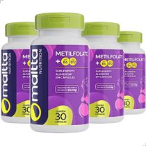 Kit 4 Potes Suplemento Metilfolato + Vitaminas B6 B12 120 Cápsulas