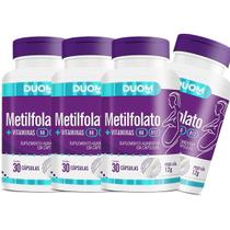 Kit 4 Potes Suplemento Metilfolato + Vitaminas B6 B12 120 Cápsulas - Duom