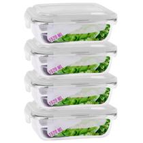 Kit 4 Potes Tampa Hermetica Retangular Vidro 1520ml Grande Kit 4 Potes Tampa Hermetica Retangular Vidro 1520ml Grande