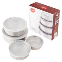 Kit 4 Potes Tigelas Inox com Tampa Kit 4 Potes Tigelas Inox com Tampa