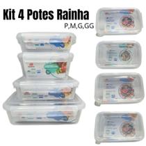 Kit 4 Potes Transparente Hermético ( 600/1000/1250/2450ML) - RAINHA