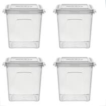Kit 4 Potes Transparente Quadrado Plástico 1,05L MB Plástico Kit 4 Potes Transparente Quadrado Plástico 1,05L MB Plástico