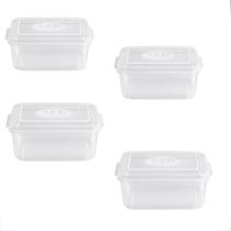 Kit 4 Potes Transparente Quadrado Plástico 550ml MB Plástico