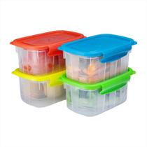 Kit 4 Potes Travas Box Raso Pequenos Bolacha Mantimento Jogo Alimentos Doce Free BPA Hermético Plástico - All Stock