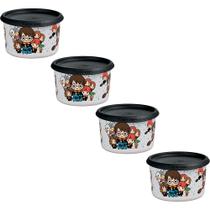 Kit 4 Potes Tupperware Mini Instantânea Mágica Harry Potter Colorido 575ml