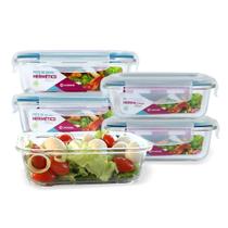 Kit 4 Potes Vidro Hermético 370ml + 640ml Marmita Papinha