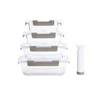 Kit 4 Potes Vidro Vácuo E Bomba Succção 1,52/1,04/640/370ml