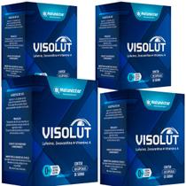 Kit 4 Potes Visolut Suplemento Para Olhos Natural Zeaxantina Luteína + Vitamina A 240 Capsulas 100% Original Natunéctar