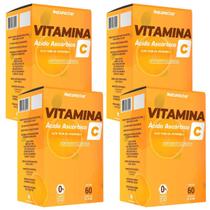 Kit 4 Potes Vitamina C Suplemento Alimentar Natural Sabor 100% Puro Natural Natunectar 240 Capsulas Comprimidos